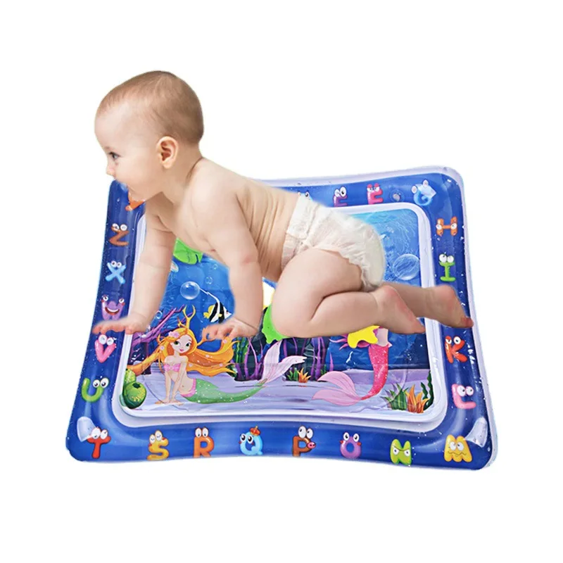 Child Water Play Mat Non-Toxic Inflatable Baby Water Mat Foldable Educational Toys Tummy Time Mat for Baby Infants and Toddlers