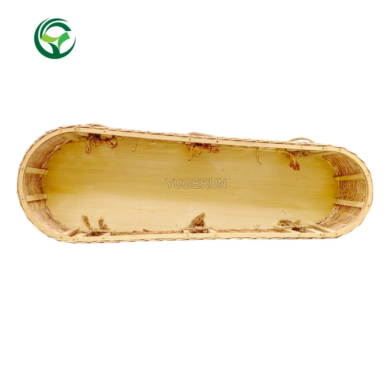 Salable European Brown Wicker Casket Willow Coffin Chestnut Willow Casket Low Prices Handmade Funeral Basket Willow Coffin