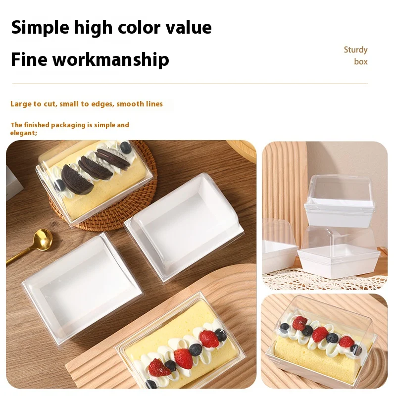 Disposable Plastic Lid Kraft Paper Printing Tiramisu Slice Cake Box for Baking and Food Storage