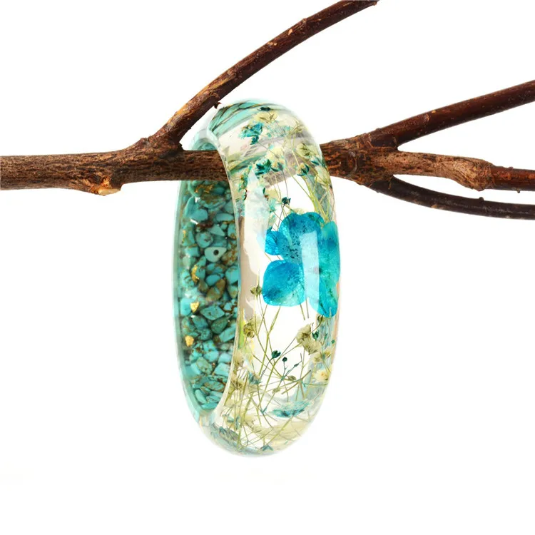 Custom logo Resin Real butterfly Real Dried Flower bracelet jewelry