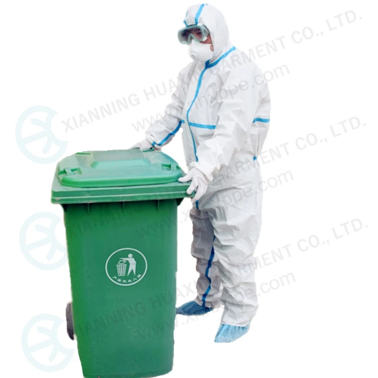Windproof Safety Protective Coverall Blue Tape Seams