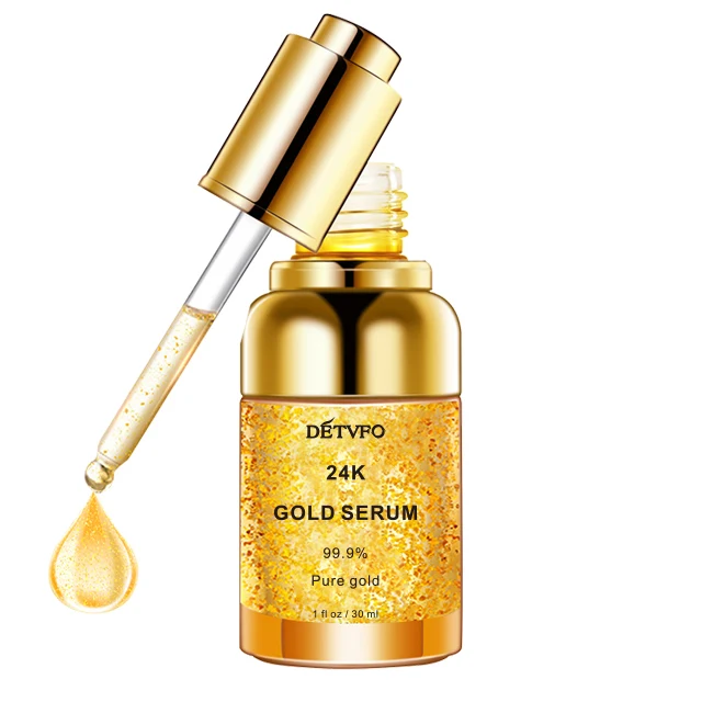 Custom Brand 24k Gold Serum Whitening Moisturizing Hyaluronic Acid Facial Skin Revitalizer Korea Skin Care Serum