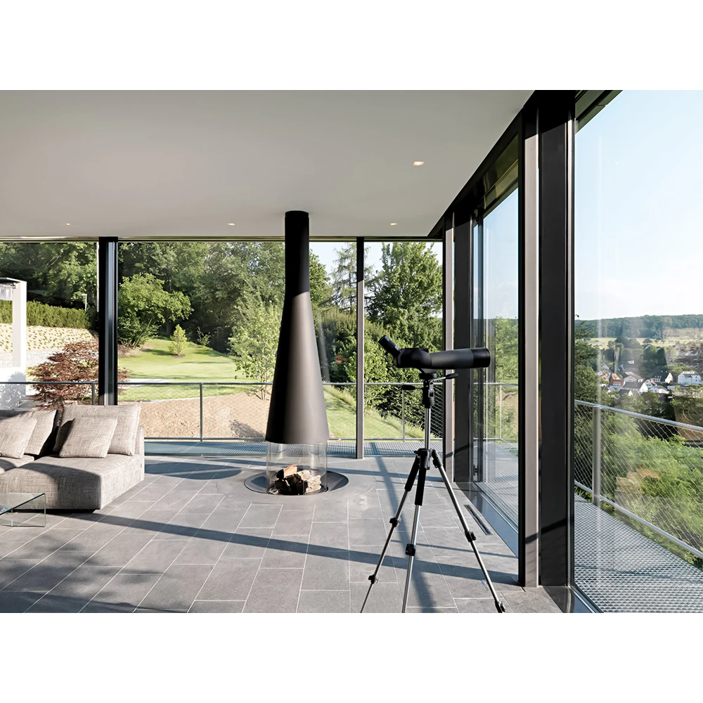 Modern Style Commercial Panoramic Tempered Glass Thermal Break Aluminum Fixed Window