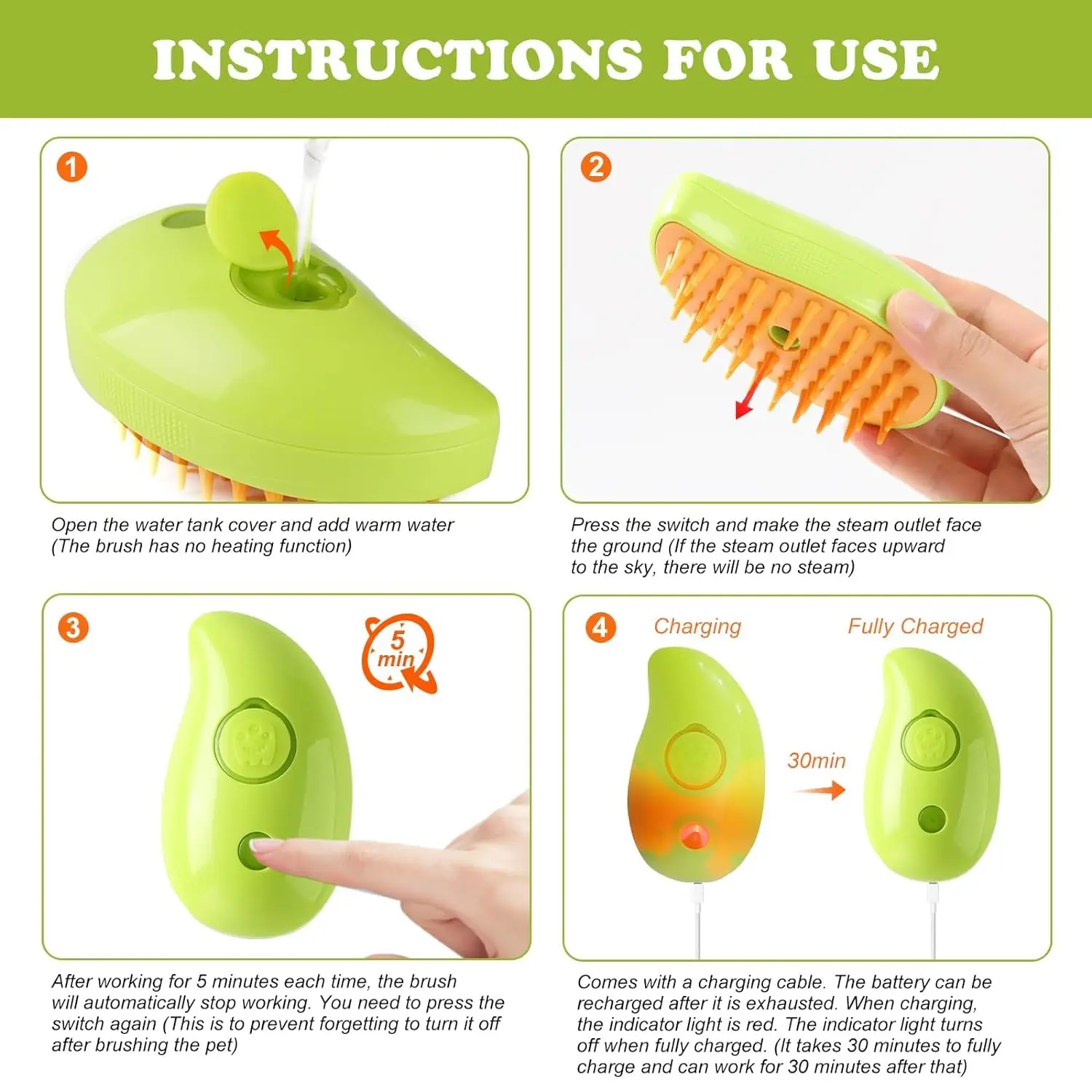 Cat Steamer Brush for Massage Self Cleaning Cat Steamy Brush Pet Steamer Brush