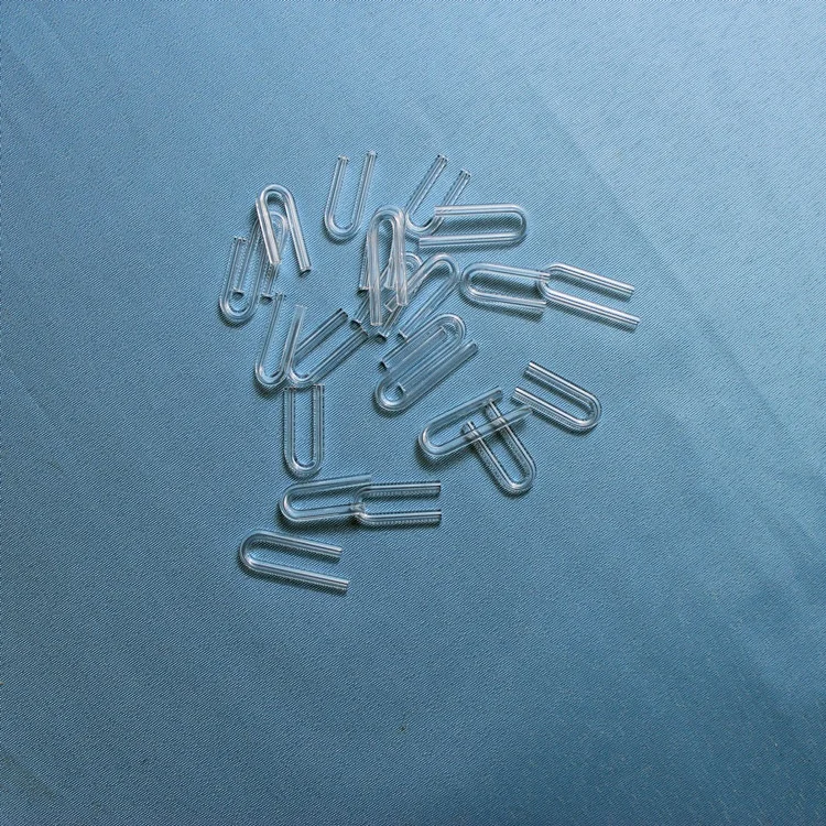 small U shape clear quartz glass tube