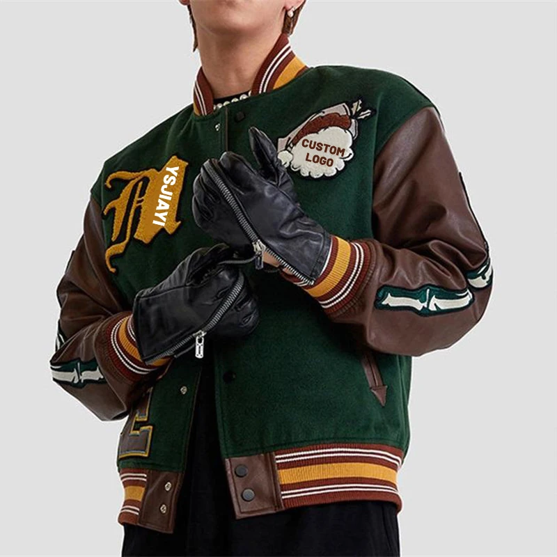 OEM custom vintage retro motorcycle skull print baseball bomber jacket for men