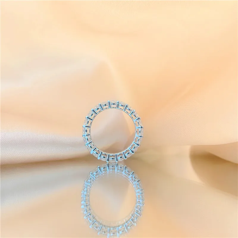 cluster gra certified 5mm 925 silver iced out hip hop tennis ring moissanite cuban link ring