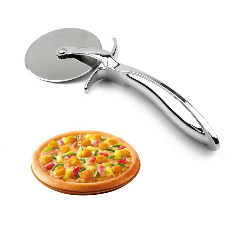 kitchen accessories stainless steel pizza wheel cutter pizza wheel knife pizza slicer with non slip handle for pies waffles,etc