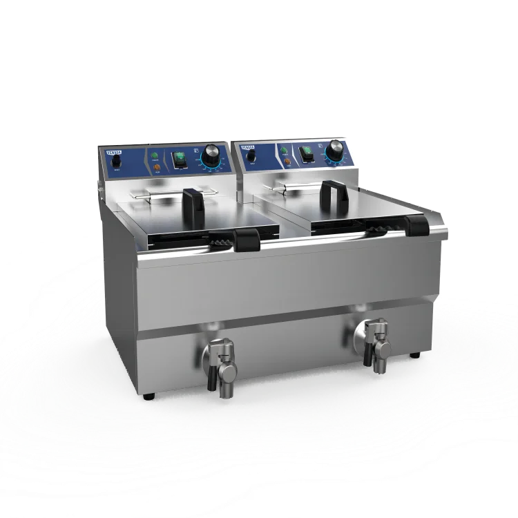 Customizable Best Quality 10L+10L Double Tanks Commercial Catering Counter Top Deep Fryer with Hood