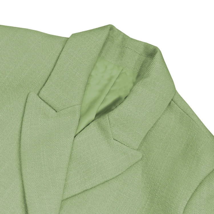 OEM/ODM green blazer women long sleeve tweed light green coating thickness gauge cropped blazer