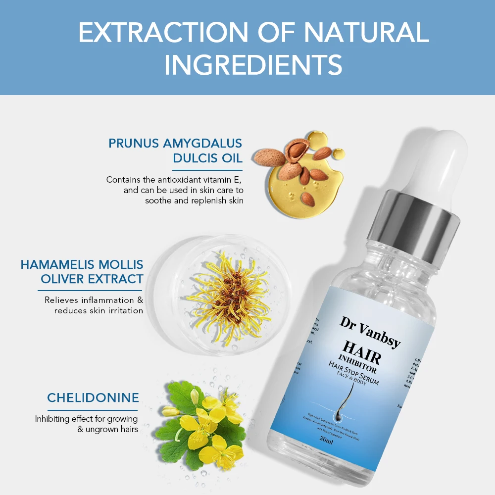 Factory Wholesale Treatment Serum Remover Inhibitors Stopping Hair Growth Serum Hair Removal Repair Moisturizing Liquid