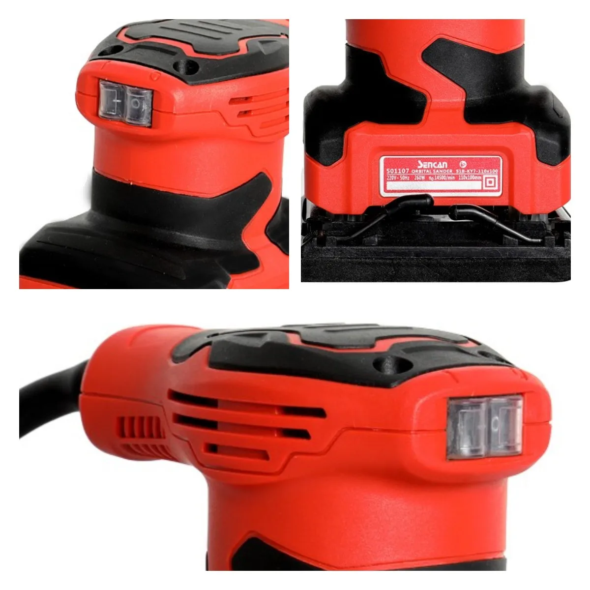 Sencan Factory Best Price Hand-held 110mm Electric Power Corded Random Orbital Palm Wood Sander Adjustable Speed OEM