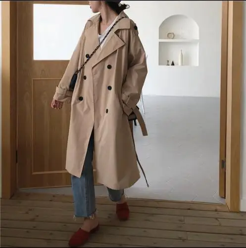 Cotton fall coats Women Trench Coat mid-long style loose long coat women Free Size 526069