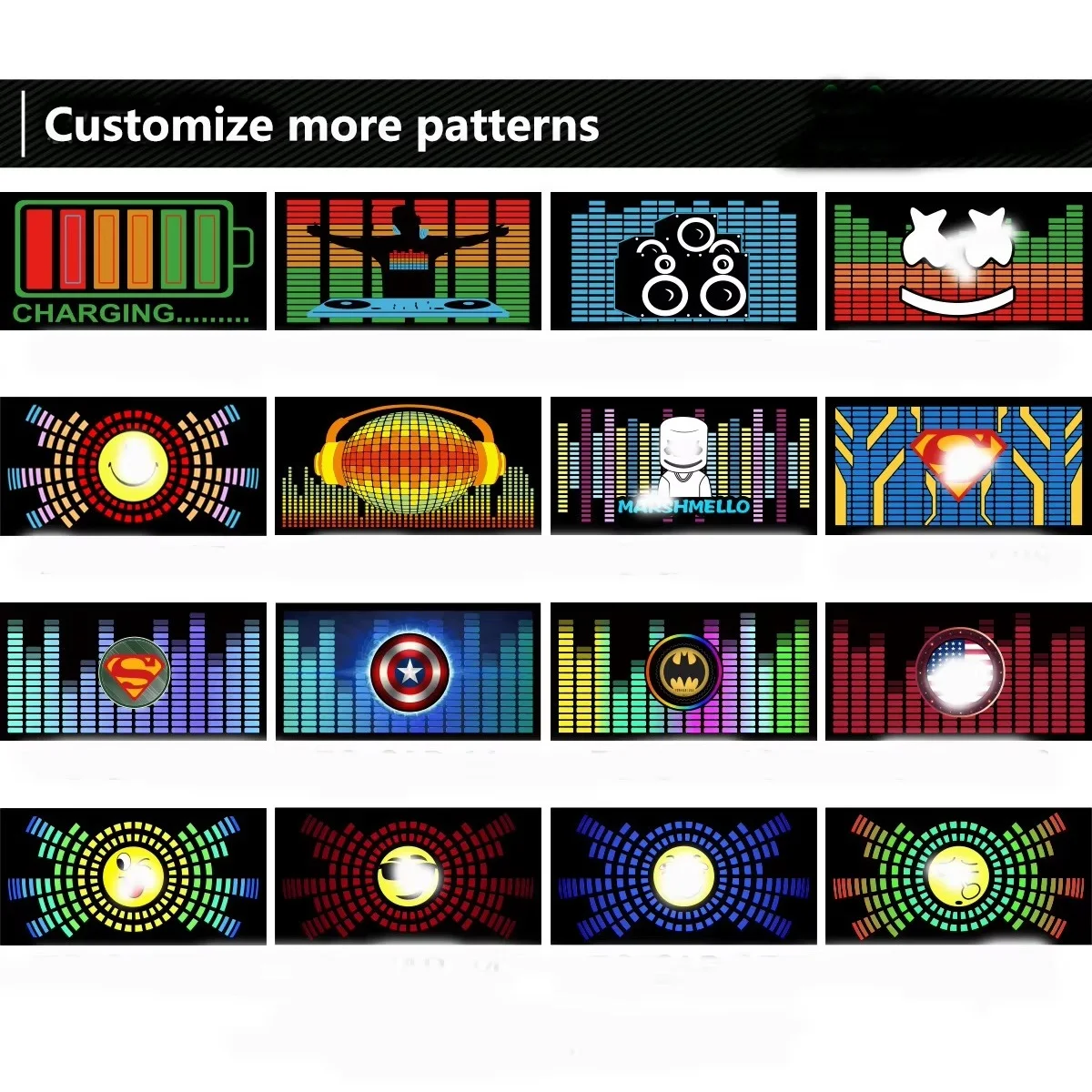 Light Up Sound Activated Baseball Cap Dj Led Flashing Hat with Detachable Screen for Man Woman