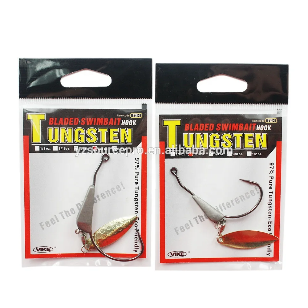 Weighted fishing hook Tungsten Balded Swimbait Hook Crank Soft Worm Hooks With Metal Spoon Sequins