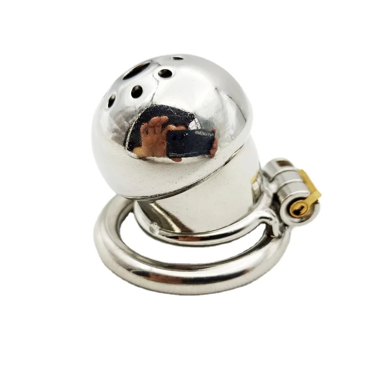 Male Stainless Steel Cock Cage with Barbed Anti-off Ring Chastity Device Ring with Stealth New Lock Sex Toys