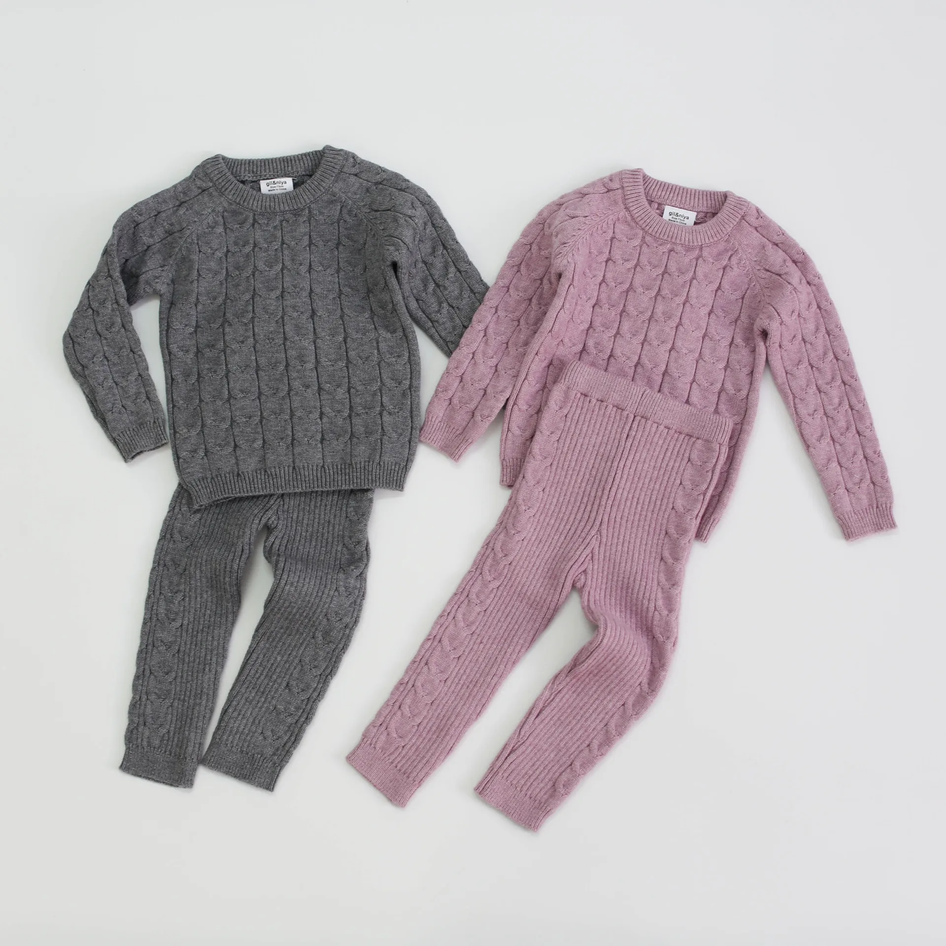 Autumn and winter new style children baby set knit upper garment leggings sweater set