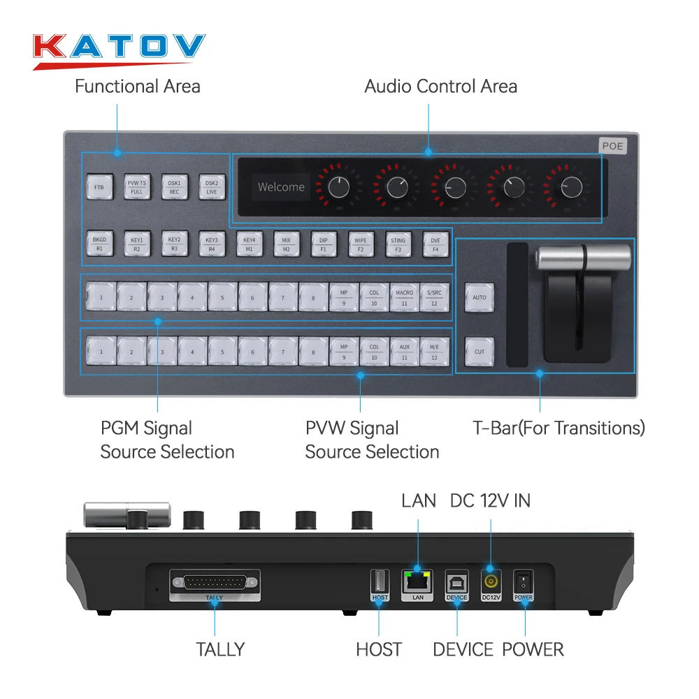 KATO VISION atem controller black magic switchboard control panel livestream atem mini camera vMix / blackmagic video switcher