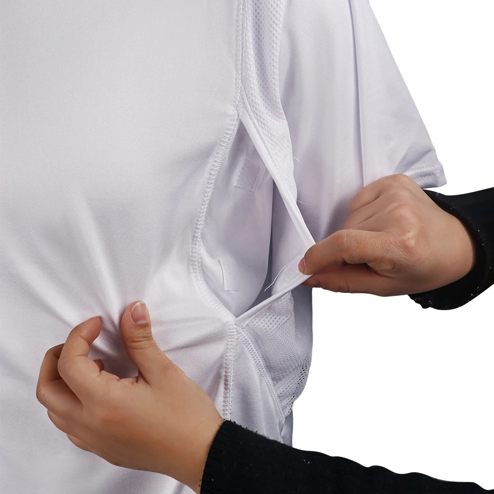 Concealed Carry Holster Shirt Round Neck Top Polyester T Shirt Pocket With Large Storage Mens Crew Secure Tactical T-Shir