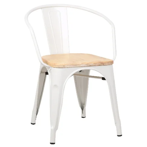 
Wholesale high quality dinning metallic lowback metal chair with wood pad restaurant dining chair 