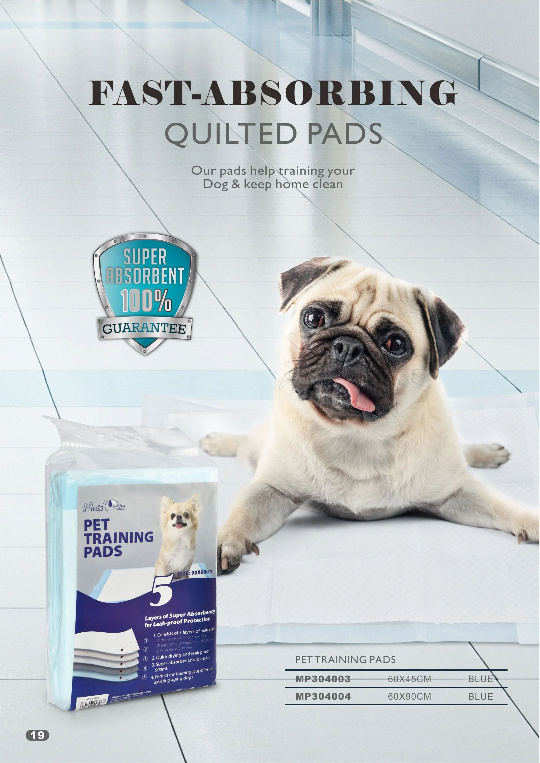 Made4Pets Five Layers Leakproof Super Absorbent Puppy Cat Dog Urine Pee Mat Toilet Pet Training Pad