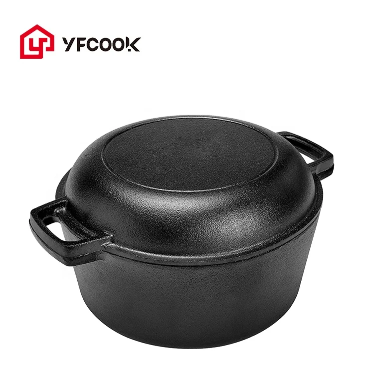 Preseasoned 5 кварта глубокая сковорода 10 дюймов сковородка для жарки преобразующее напряжение в соответствии с крышкой голландская печь гриль плита и
