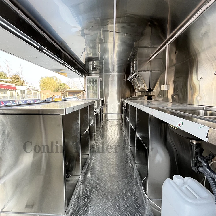 Conlin Factory price pizza food trailer mobile shawarma food cart remolque tienda for sale