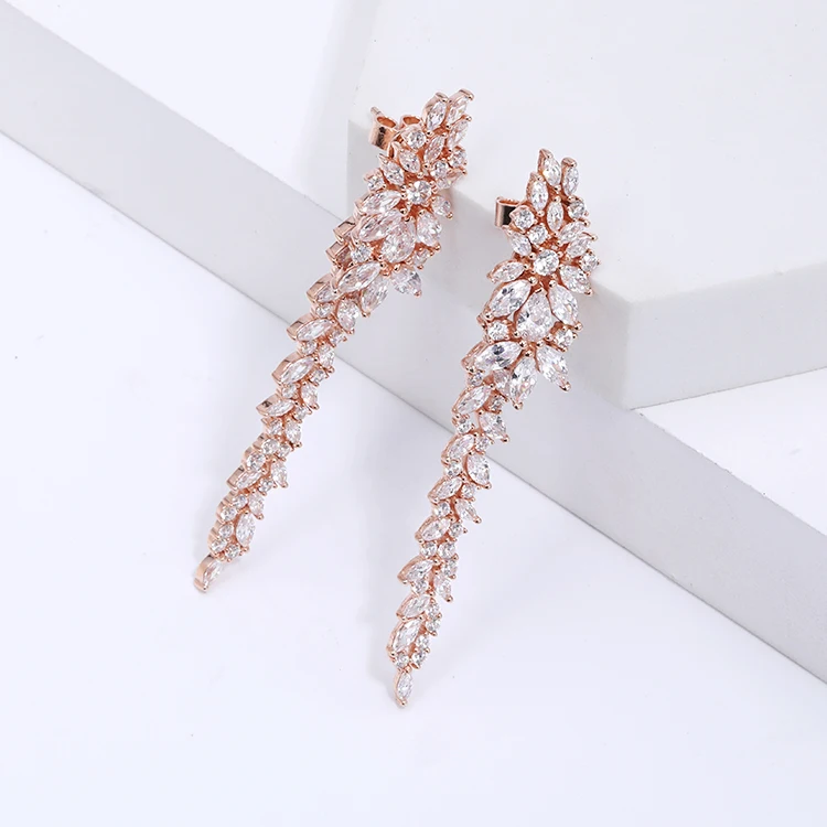 Spring Flower Earrings Inlay Bling Bling Cubic Zircon Gemstone Tassel Earrings Flower Jewelry Earrings For Women