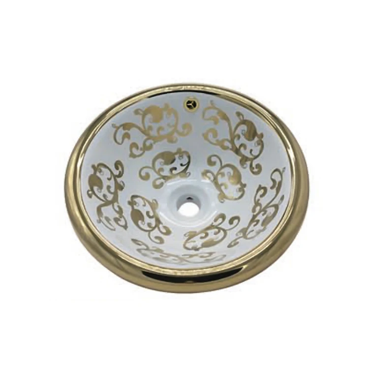 Decorative Antique Style Rectangle Ceramic Single Bathroom Sink Painted Porcelain Ceramic Sink Bowl