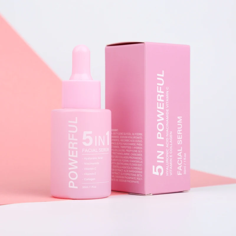 Wholesale Powerful 5 In 1 Facial Serum Vitamin C Niacinamide Collagen Ampoule Anti Wrinkle Whitening Hydration Face Serum