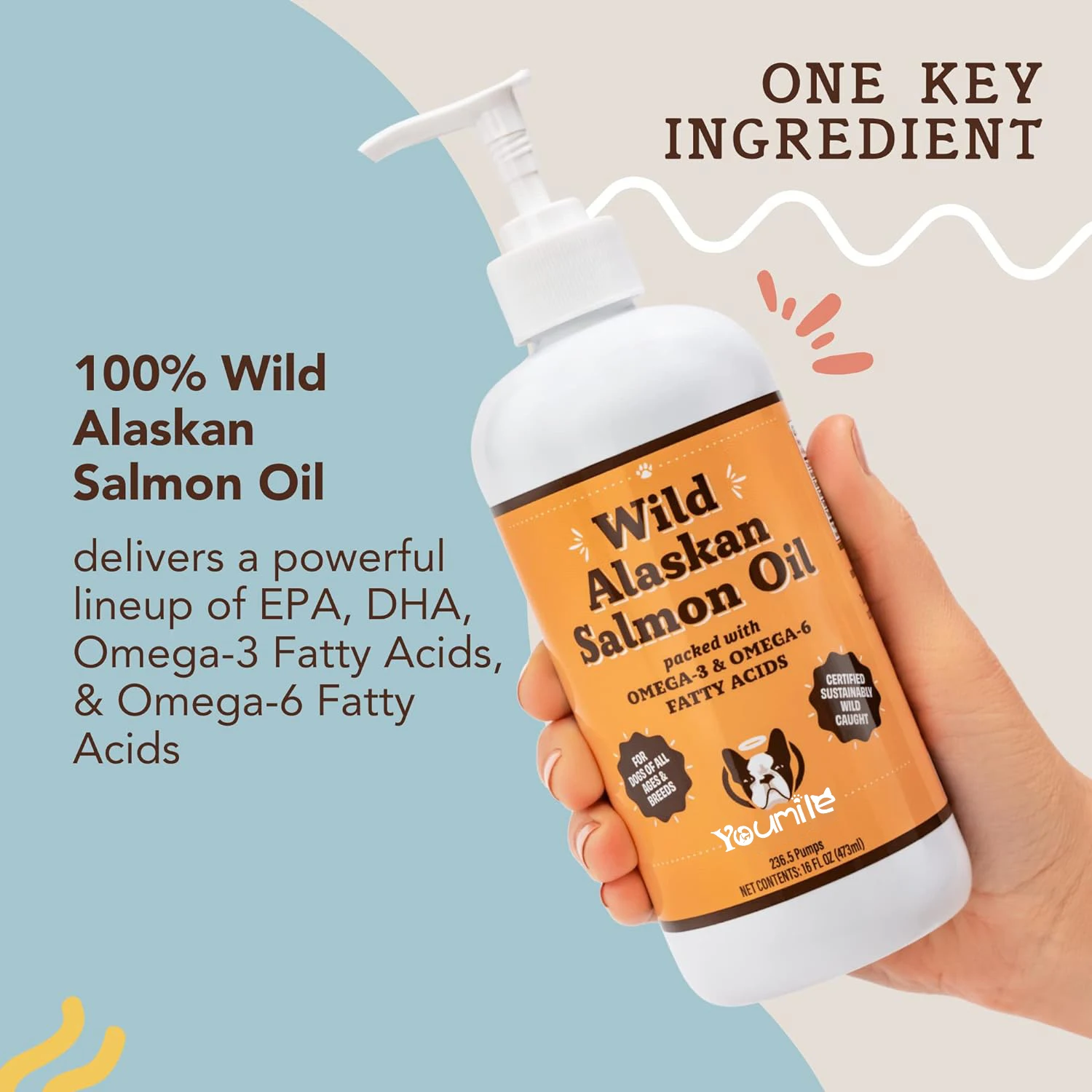 Wild Alaskan Salmon Oil for Dogs - Omega-3 for Dogs - Pet Liquid Food Supplement - Dogs and Cats supplement