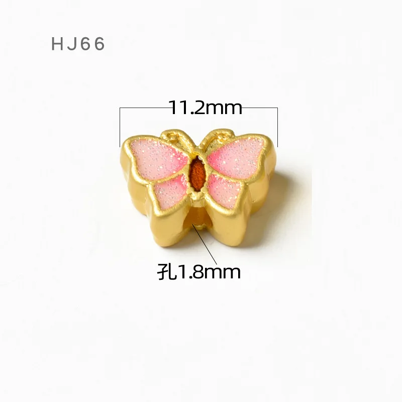 Cartoon Cute Ancient Gold Big Hole Cloisonne Enamel Lucky Frog Rabbit Flower Butterfly Charm for Bracelet