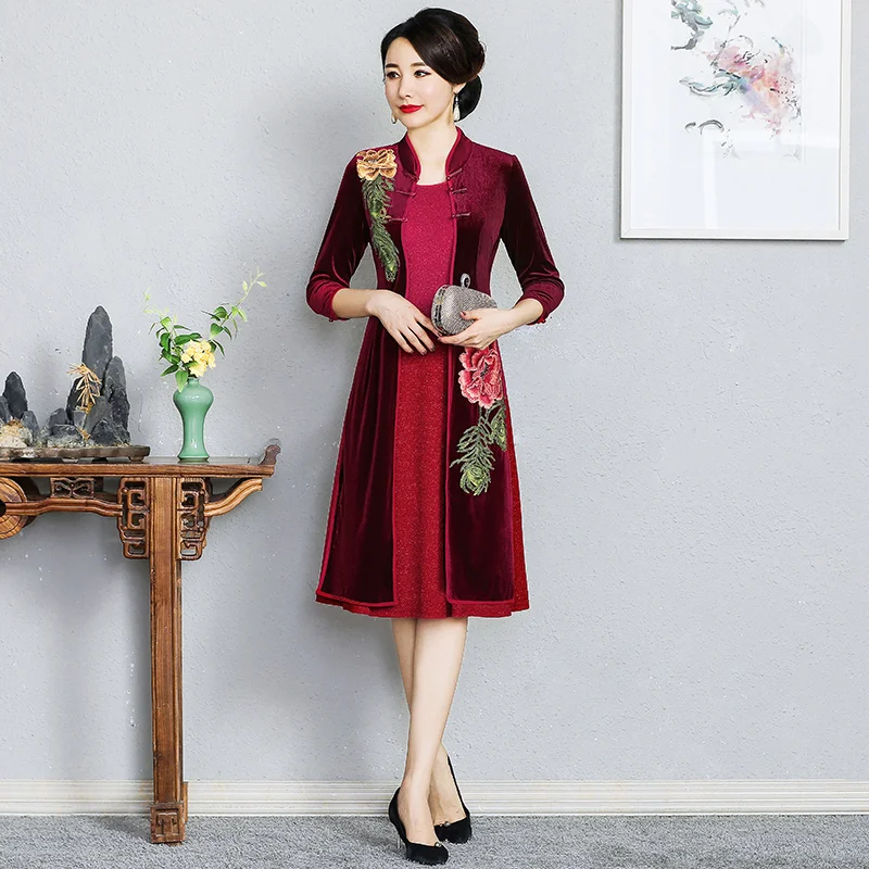  Традиционная китайская одежда пикантное платье qipao женский костюм свадебное для