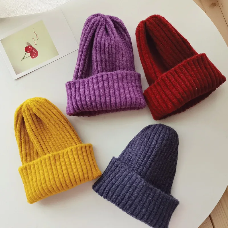 Winter Autumn New Baby Hat Solid Color Soft Warm Knitting Hats for 0-3 Years Boy Girl Children Beanies Bonnet Toddler Hats