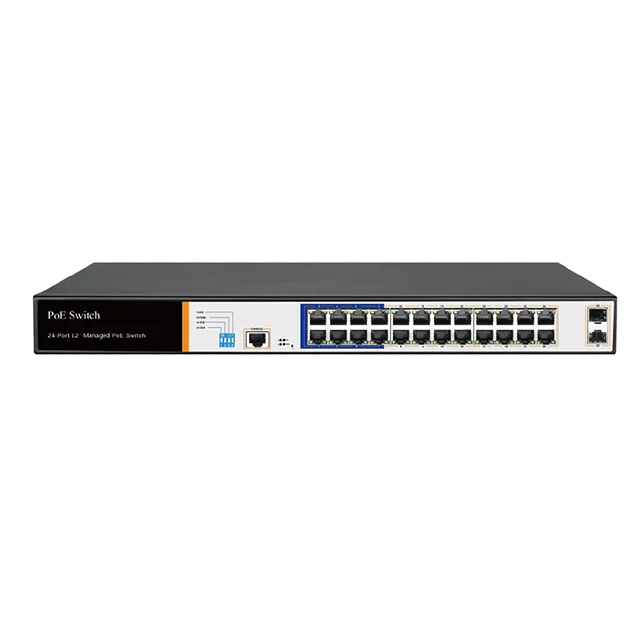 new type Realtek 1000Mbps Network 24 Ports Poe Ethernet Switch with 2 Gigabit Combo 240V for Hikvision IP Camera