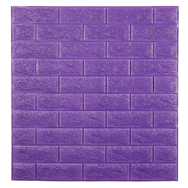 
70*77 cm Made in China wholesale Brick pattern 3 d wallpaper XPE foam sound insulation purple Self Adhesive wall paper 
