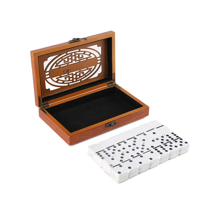 Chinese Factory customized indoor leisure toys double 6 set Wooden box domino