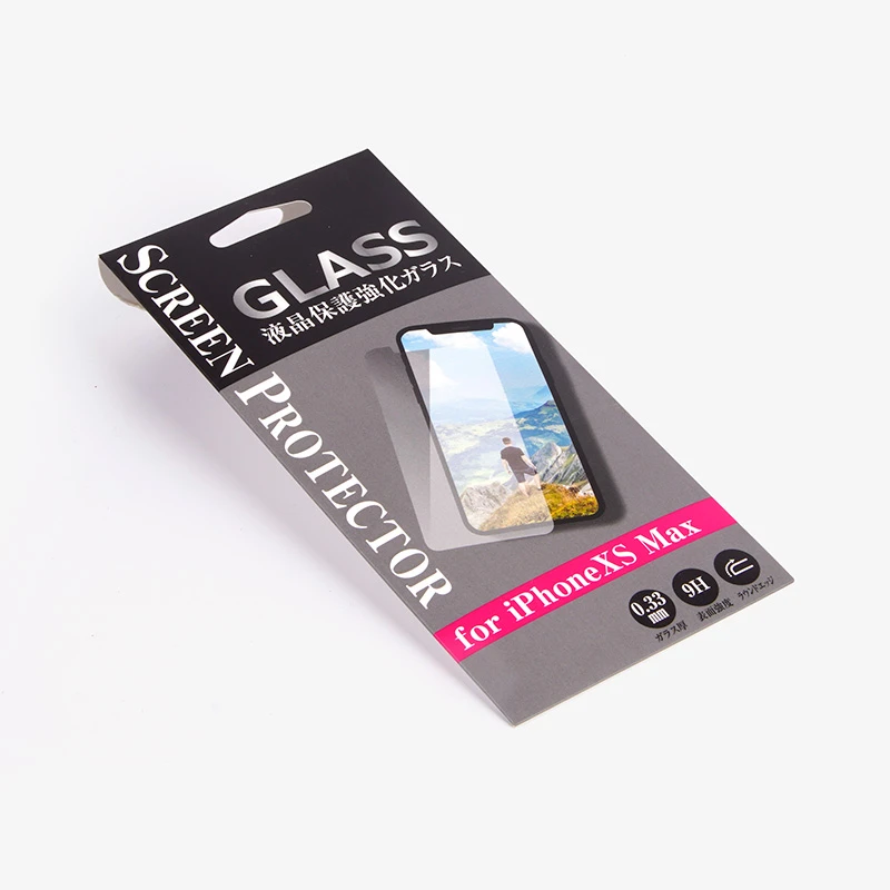Custom Recycle C1S Material Paper Package With Hanging Hole For Screen Protector Retail Phone Accessories Packaging
