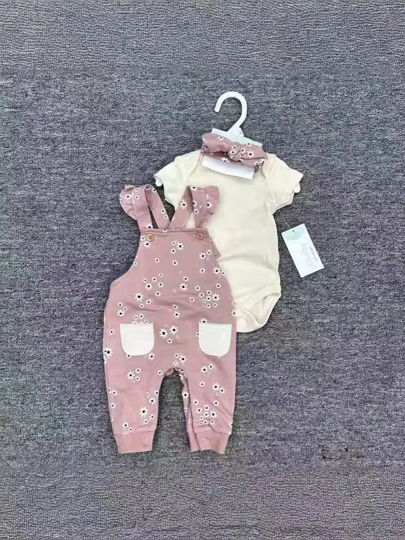 2024 New arrival knitted baby jumpsuit, floral pattern long sleeve baby girl clothing 3-piece set 3-12 months toddler clothing
