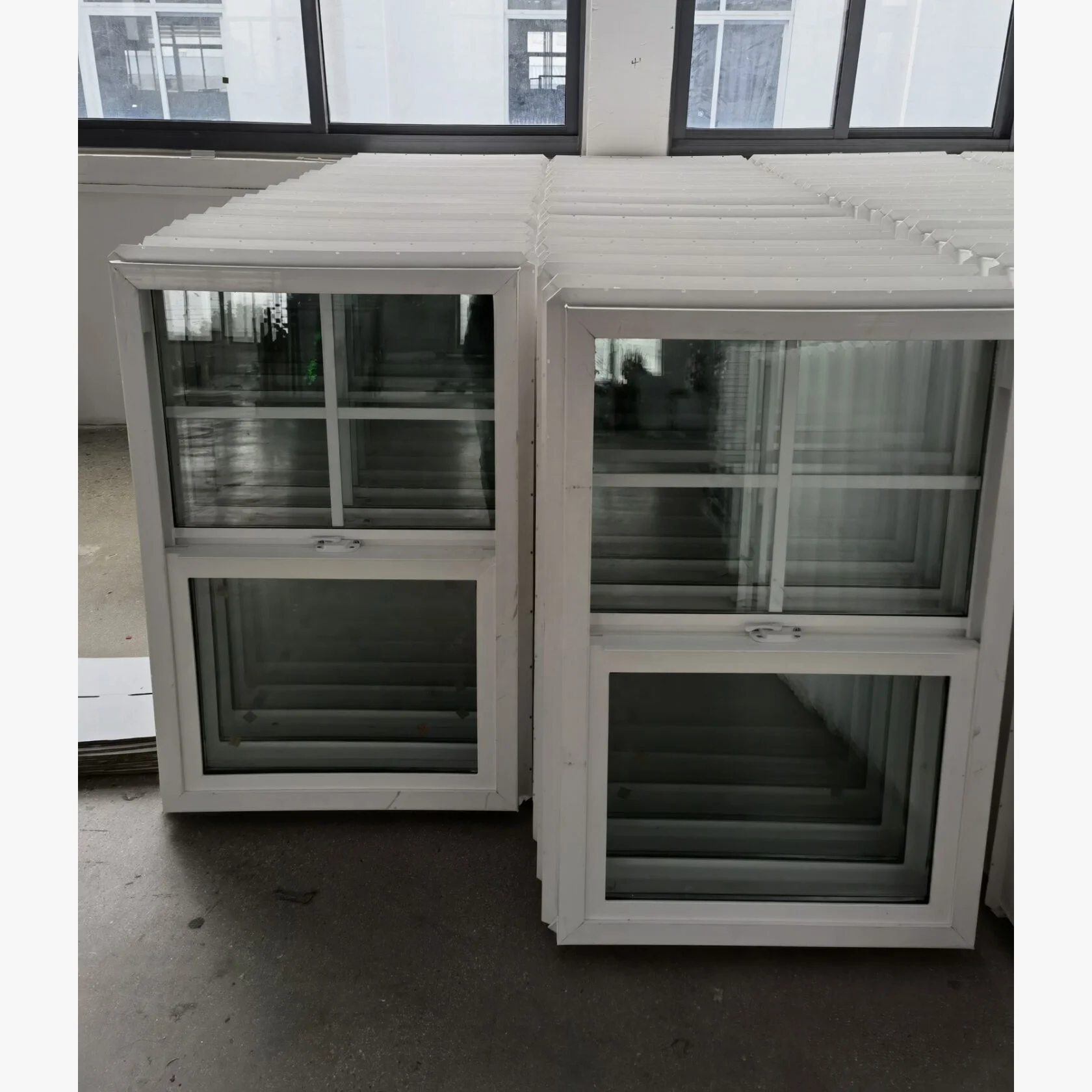 American style PVC double hung window vertical sliding UPVC window china factory price high quality soundproof