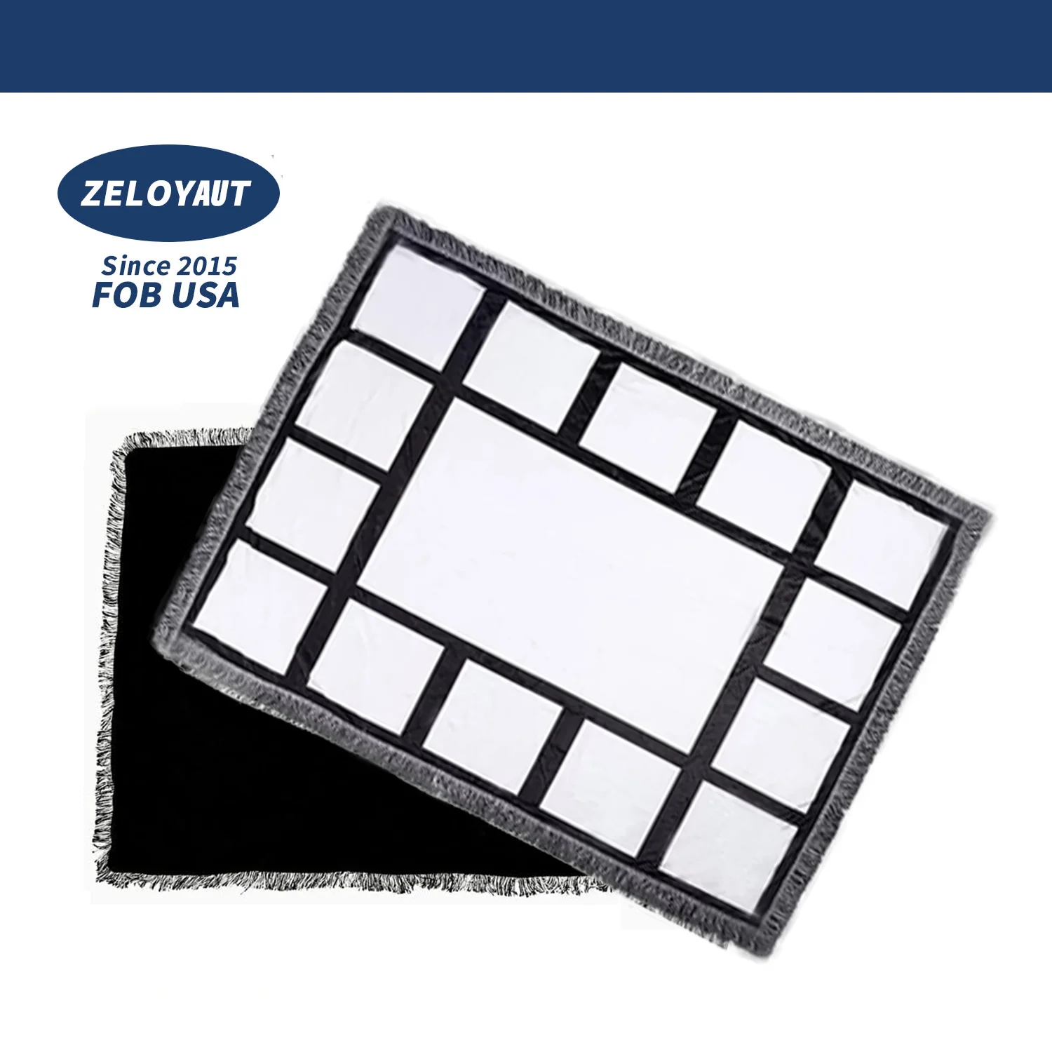 Custom Sublimation 15 Panels 40*60inch velvet Throw Blanket Blank with tassel For Decor premium panel blanket blank for printing