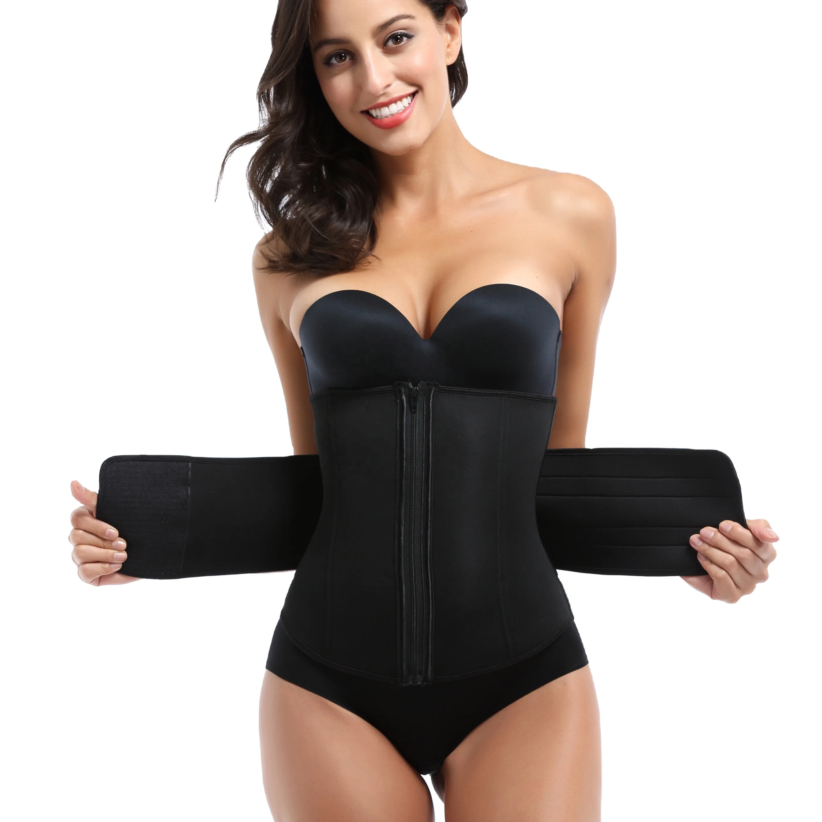 Wholesale  adjustable Double Compression Women Slimming Waist Trainer for Ladies