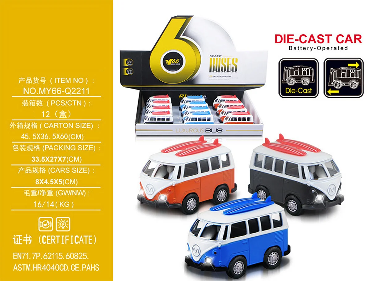 Die cast model Toy 1:36Q Alloy Bus car Cool Double decker bus back pull light music toy model car