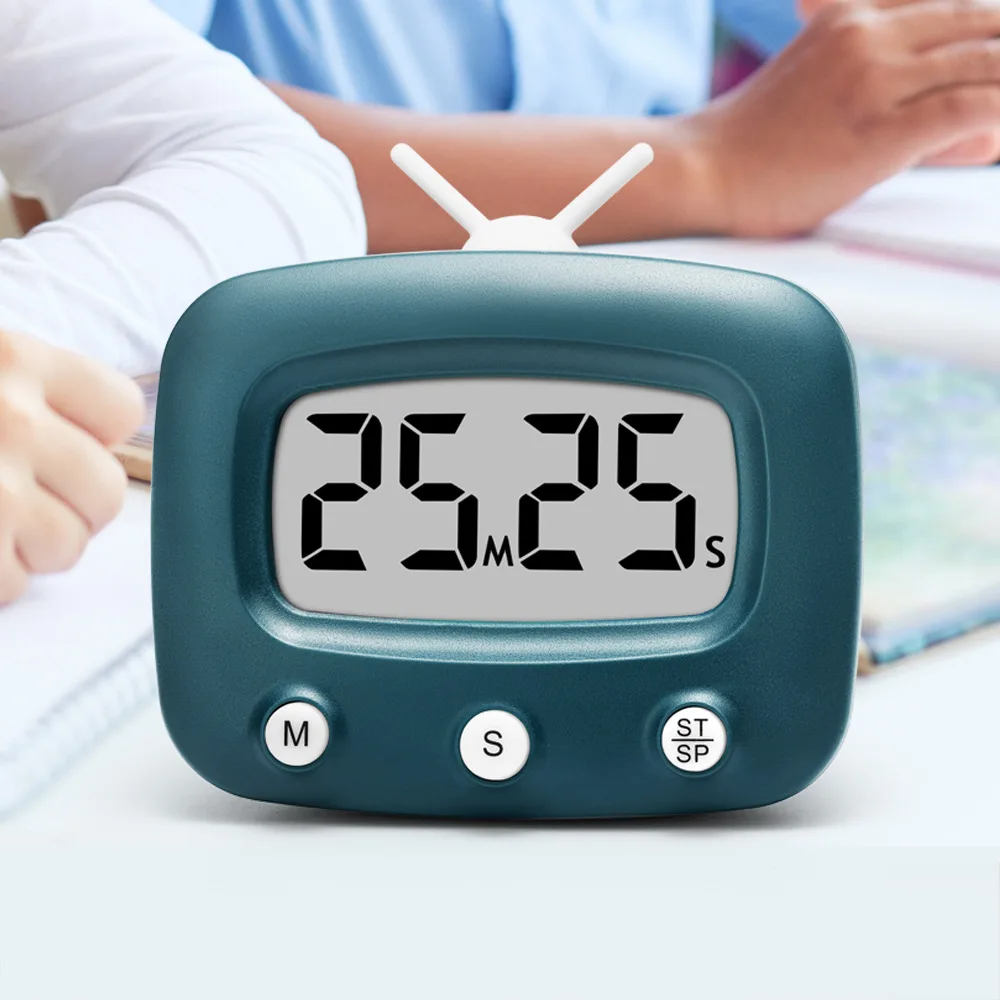 2024 Newest TV shape LCD Digital Screen Clock Kitchen Countdown Timer Mechanical Digital Kitchen Timer