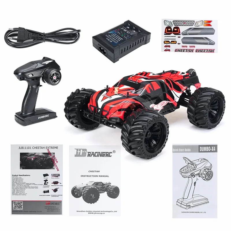 1:10 JLB Racing 11101 Cheetah New 2.4Ghz Brushless RC Car Waterproof Truggy  RC Off-road Truck Short Course RTR 80A ESC