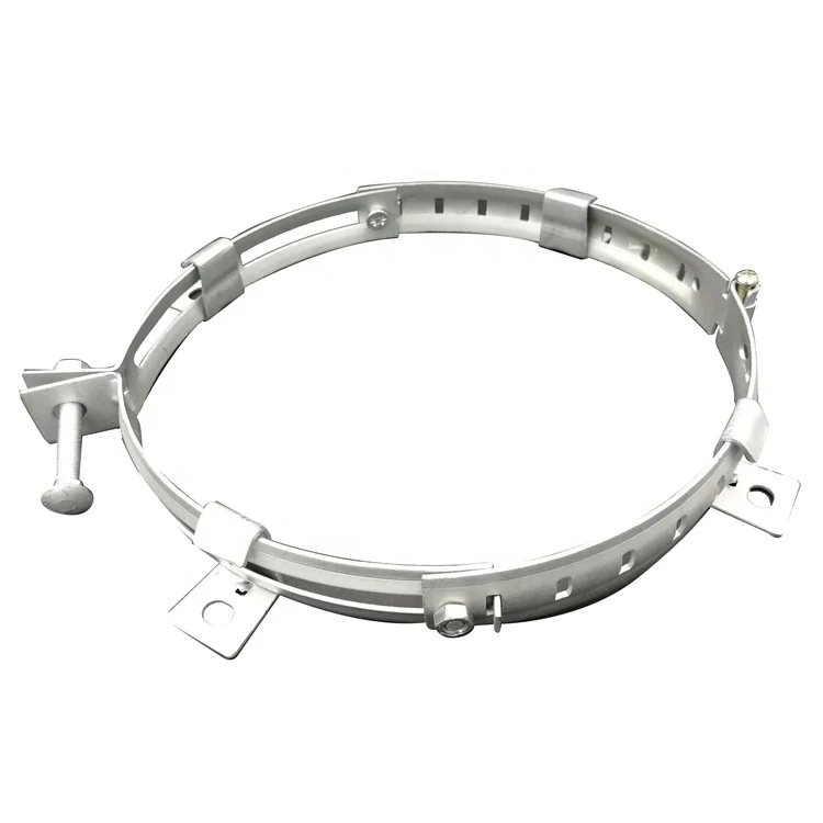 FTTH Adjustable Pole Mounting Cable Hoop Clamp Range 135-230mm Stretching Resistance Carbon Steel Anchor Fittings