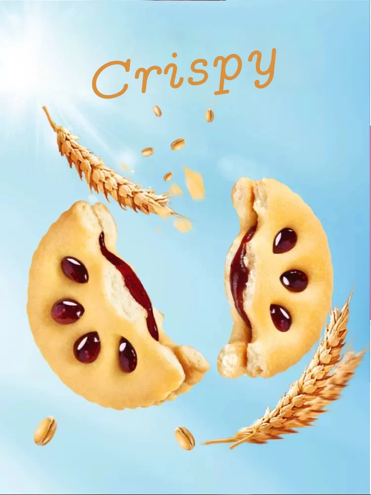 Hot Selling Products 2024 Box Package 300g Jam Sandwich Flesh Orange Flavor Round Crispy Biscuits