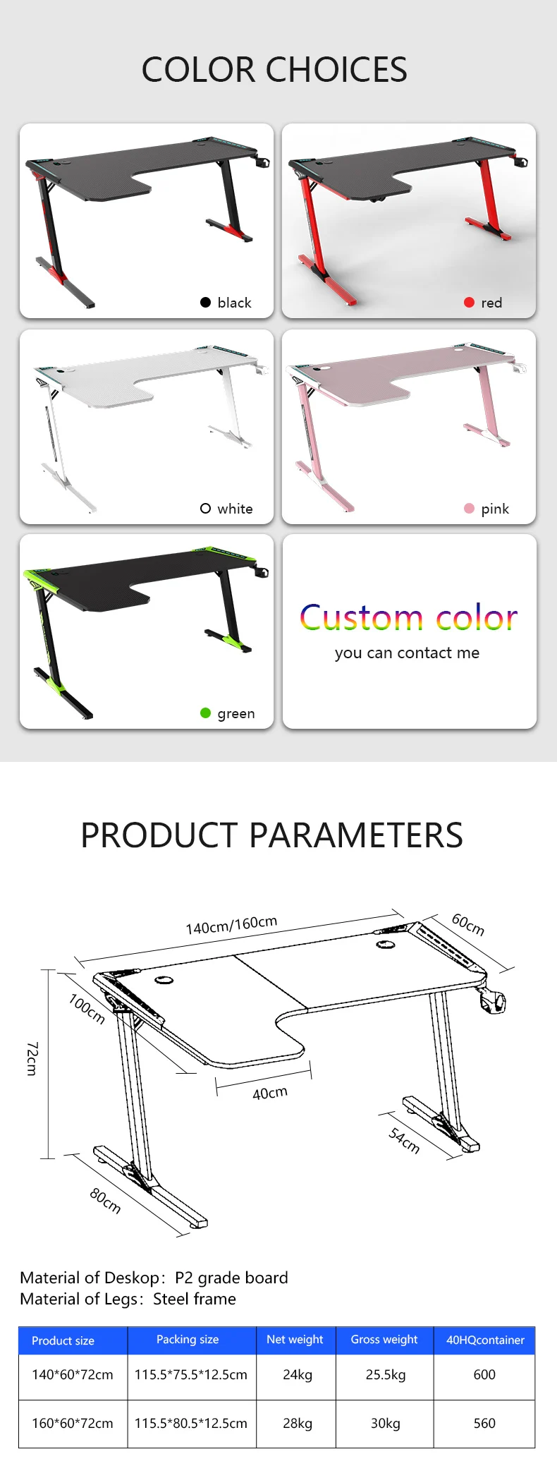 AOR ESPORTS Ergonomic Gaming Desk L Shaped Computer Table for Home Office Gamer Workstation With RGB Light