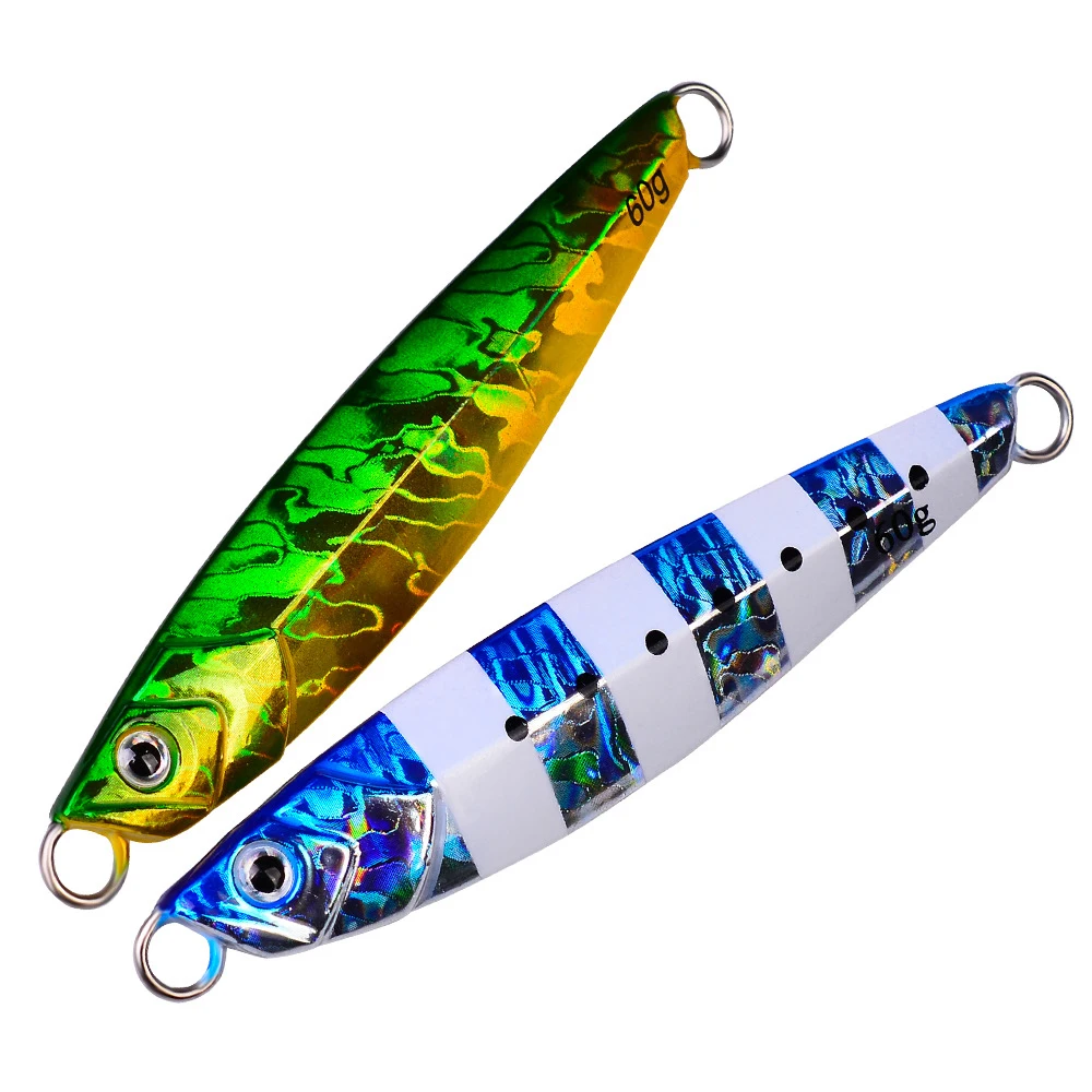 30g 40g 60g OEM Lead Fish Metal Jig Fishing Lure with Hooks 5 Colors Paillette Knife Wobbler Artificial Hard Jigging Bait