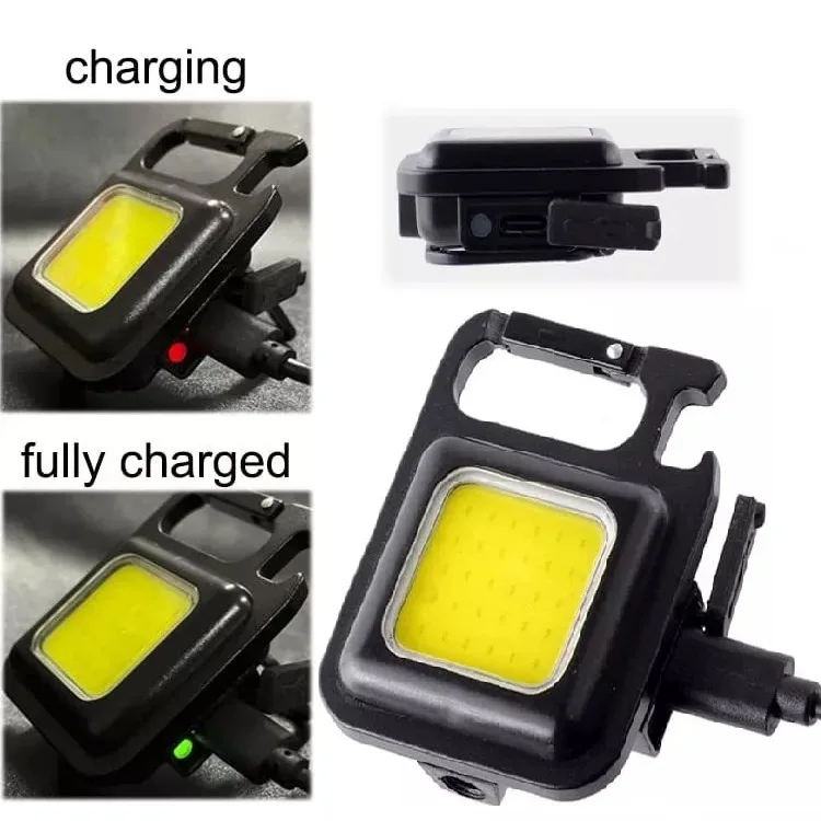 Portable Multi Function USB Rechargeable Emergency 2 inch led work light Mini Camping Keychain Light